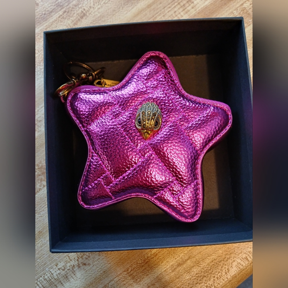 Kurt Geiger NWT/NIB Pink Metallic Star Bag Charm/Keychain Coin Pouch - Picture 2 of 4